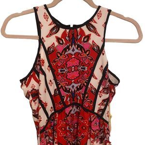 NWT GIANNI BINI Red Print Sleeveless Fit and Flare Lined Maxi-Dress Size S